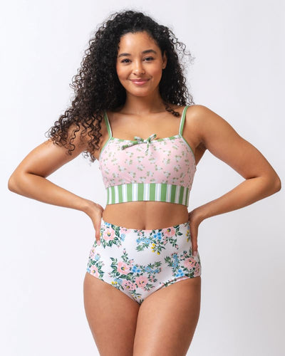 Somerset Floral/ Basil Stripe Reversible Ultra High-Waist Bottom