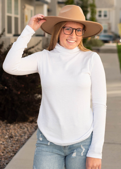 Long sleeve white top with a turtle neck