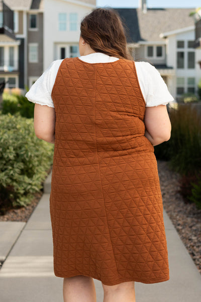 Back view of a plus size cinnamon dress