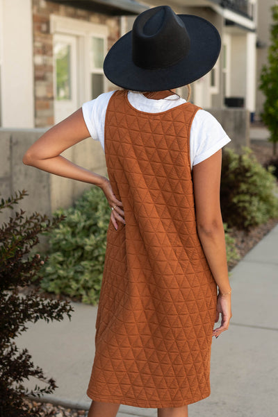 Back view of a cinnamon dress