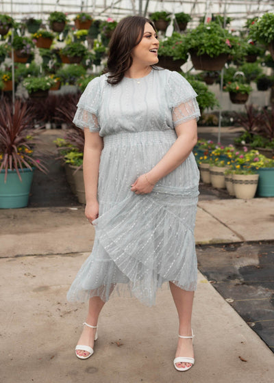 Sarah Dusty Blue Lace Dress