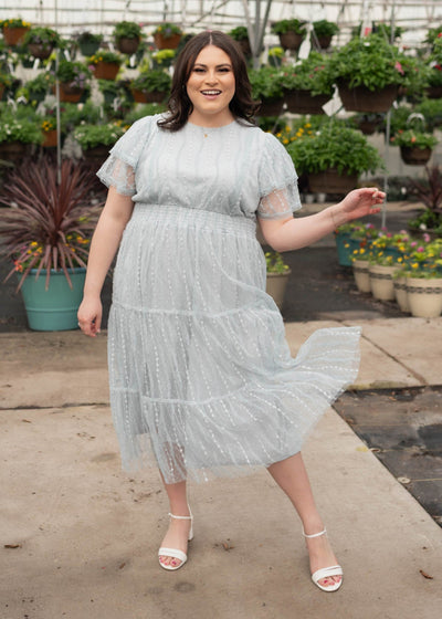 Sarah Dusty Blue Lace Dress