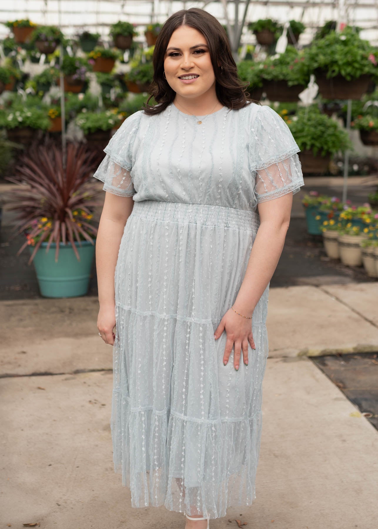 Sarah Dusty Blue Lace Dress