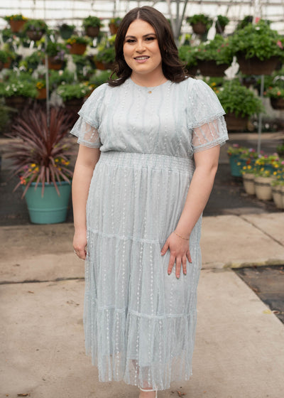Sarah Dusty Blue Lace Dress