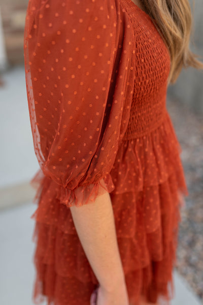 Short sleeve rust dress