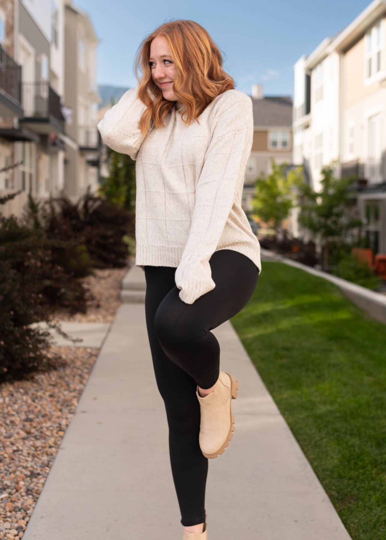 Oatmeal sweater with long sleeves