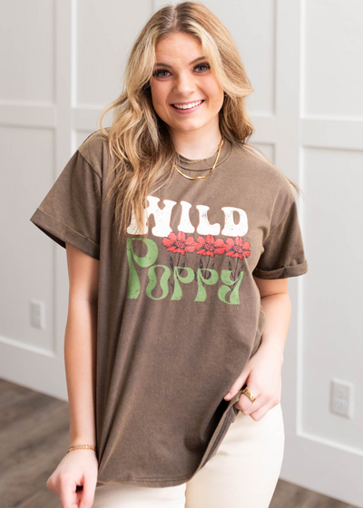 Charcoal wild poppy t-shirt