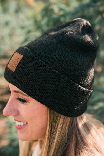 Black knit beanie