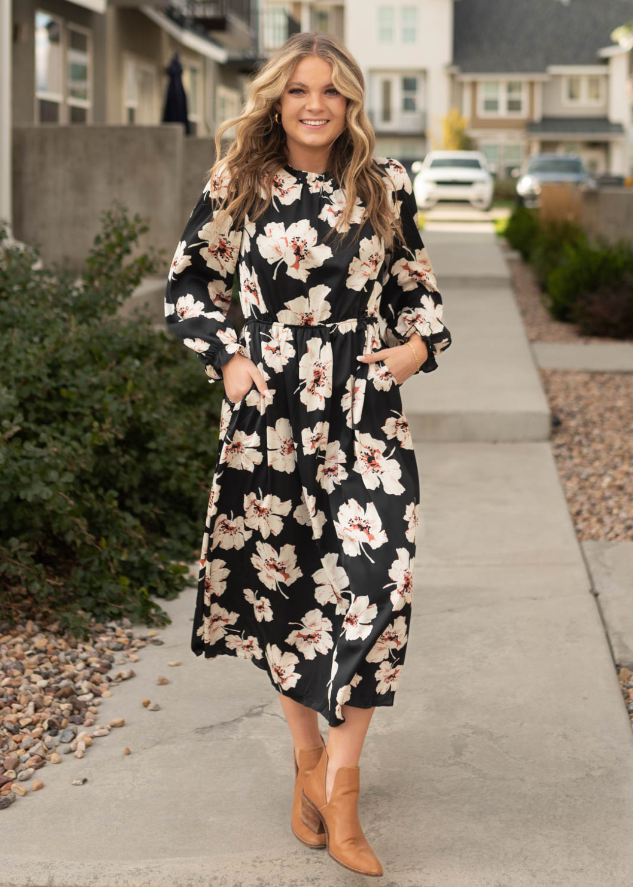 Black floral maxi dress