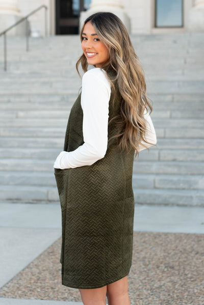 Side view of the olive dress