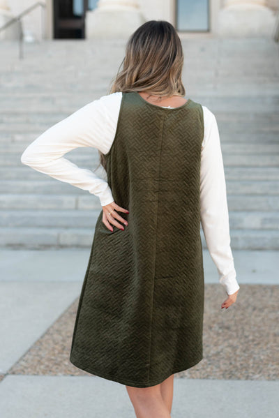 Back view of the olive dress