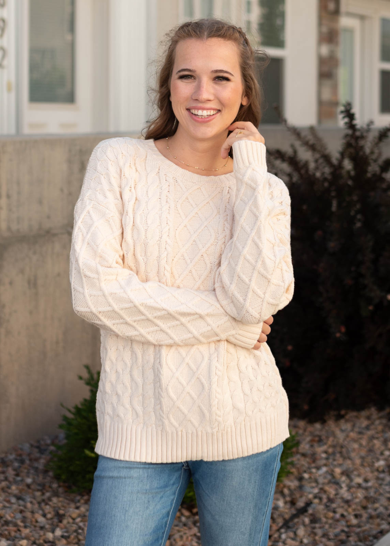 Long sleeve oatmeal sweater