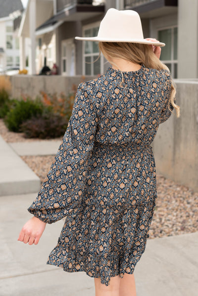 Back view of the navy dress