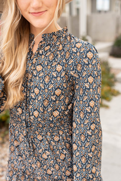 Navy pattern dress