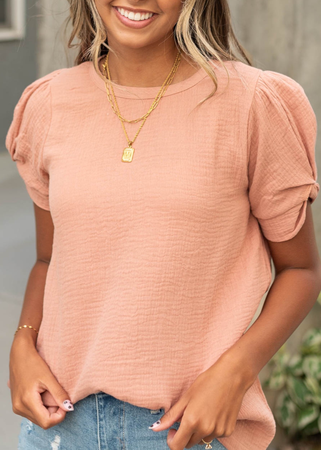 Short sleeve dusty coral top