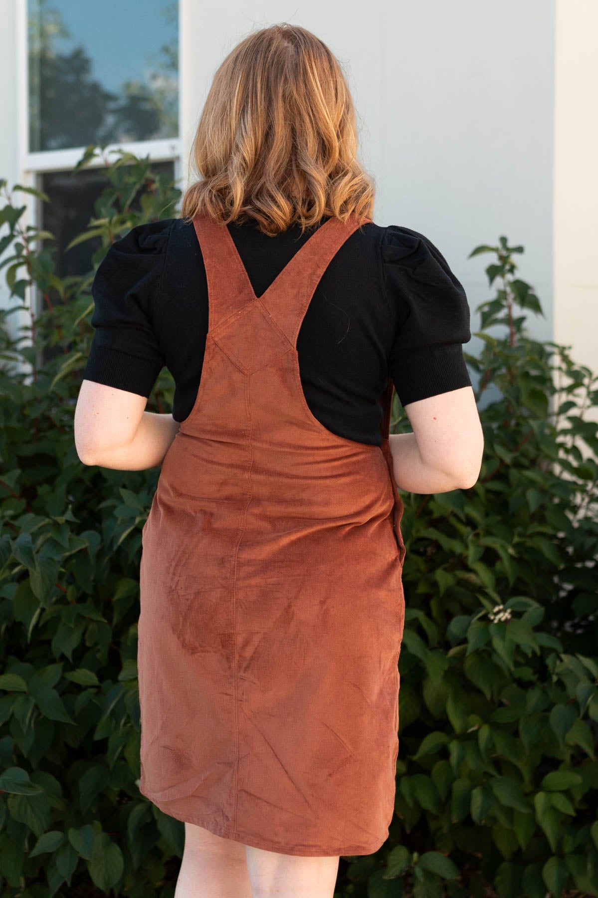 Back view of a cinnamon dress