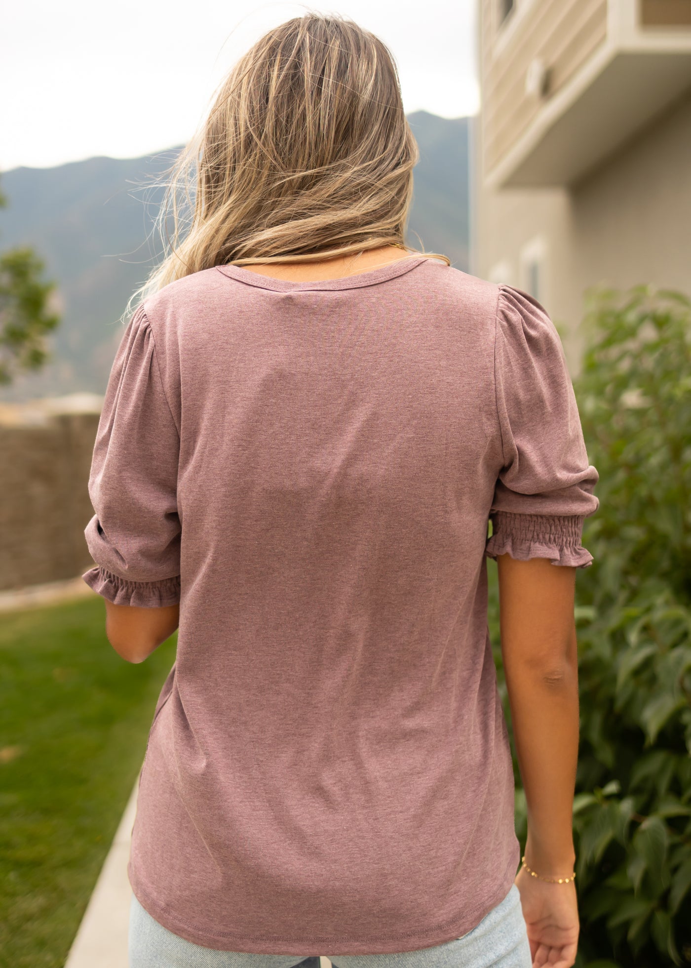Back view of a plum top