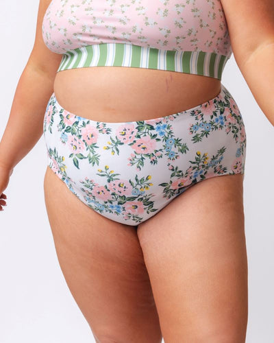 Somerset Floral/ Basil Stripe Reversible Ultra High-Waist Bottom