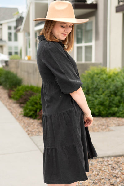 Side view of a black dress