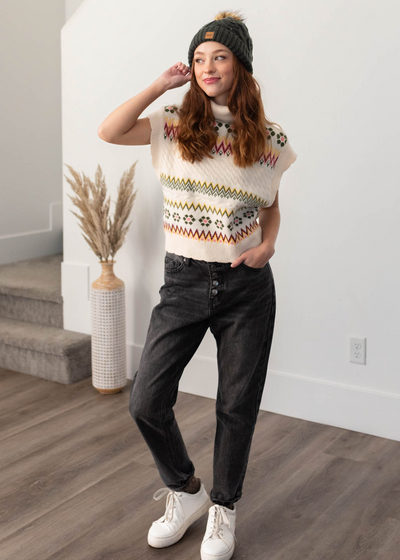 Ivory turtle neck sweater vest