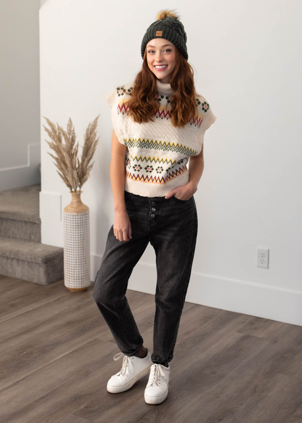 Ivory turtle neck sweater vest