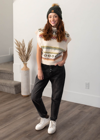 Ivory turtle neck sweater vest