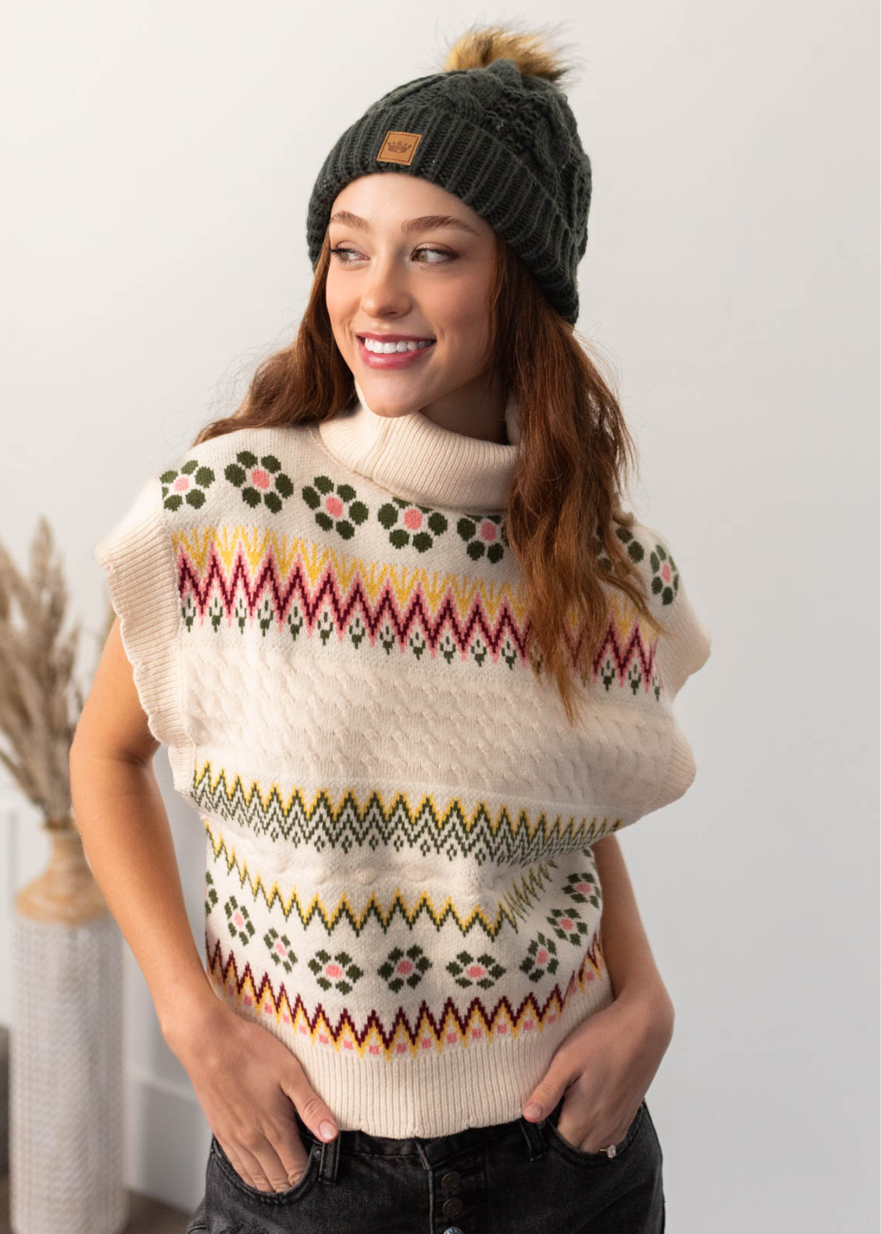 Turtle neck sweater vest