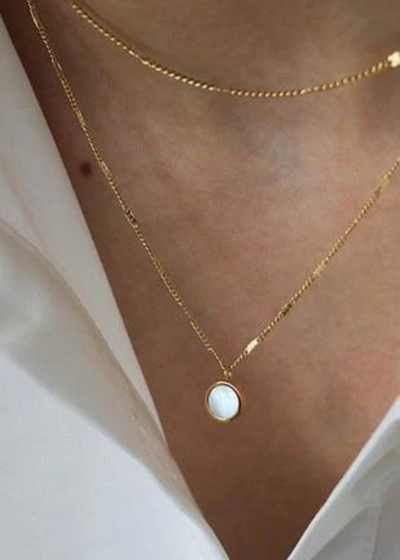 18K gold plated layer necklace with charm