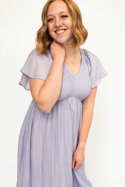 Short sleeve lavender dress