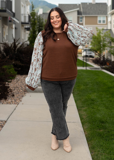 Long sleeve plus size hot chocolate top