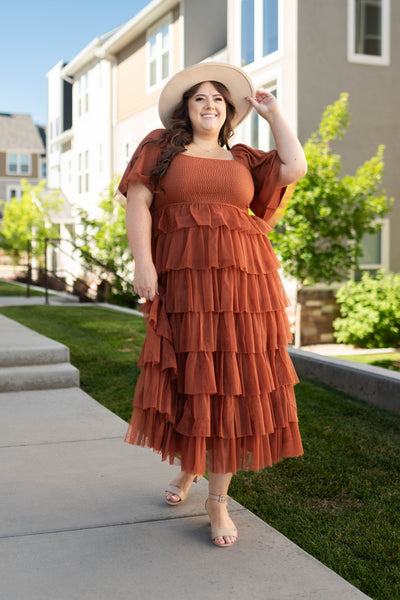 Plus size rust dress