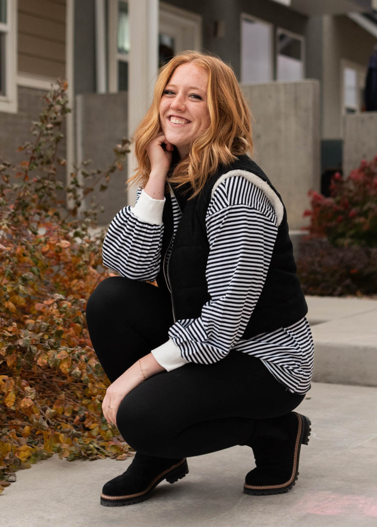 Crop black corduroy vest