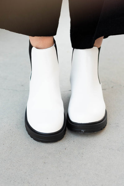 White Chelsea boots