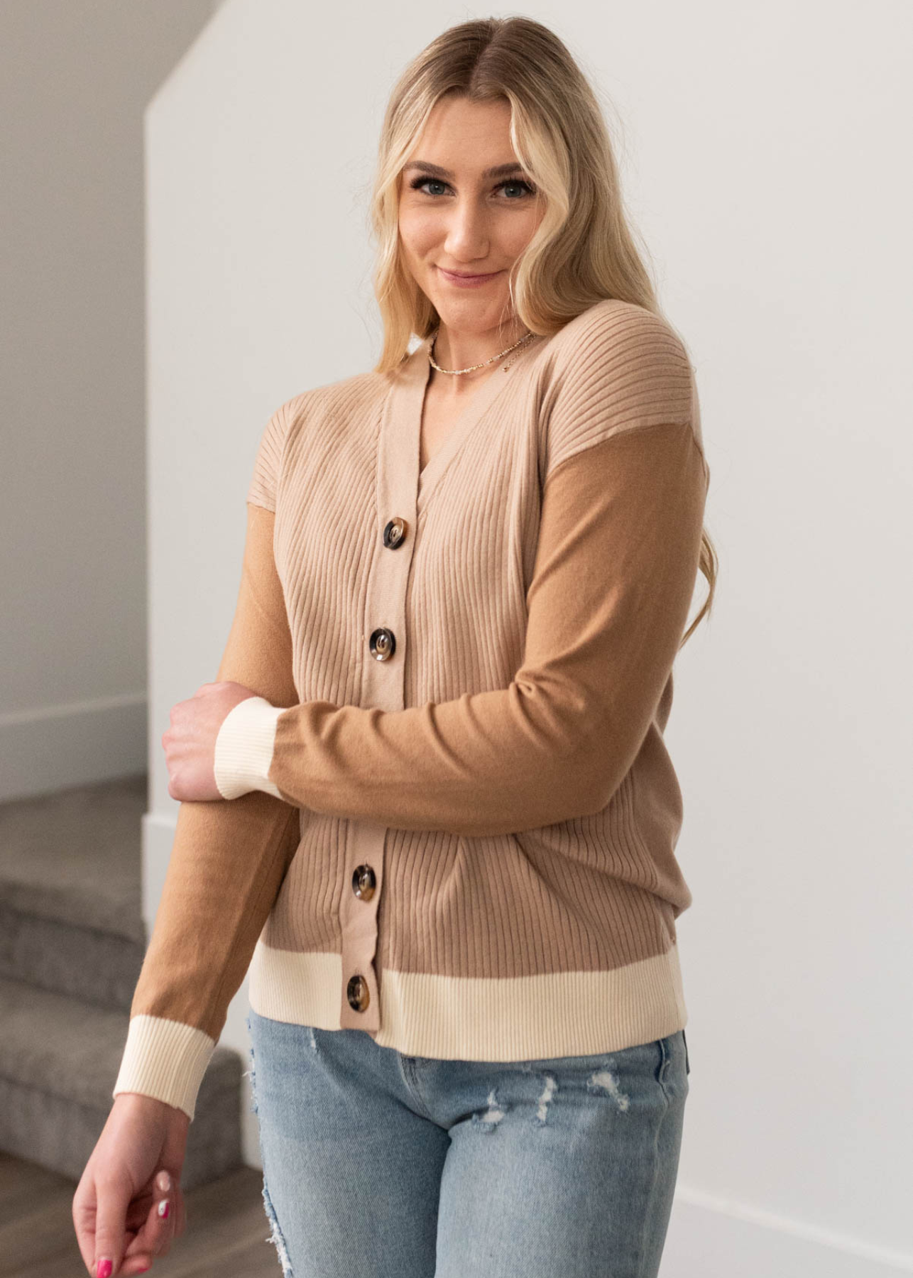 Button up taupe cardigan