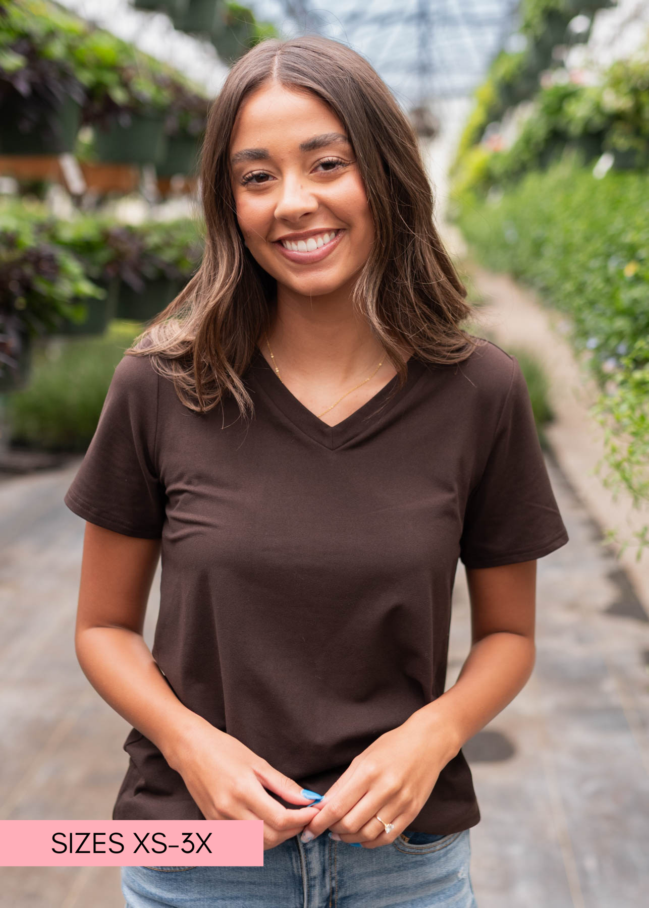 Classic brown v-neck top