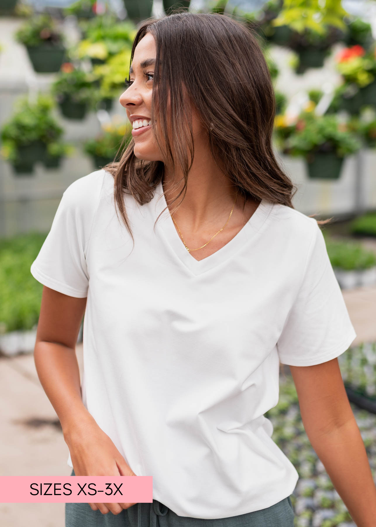 Classic white v-neck top