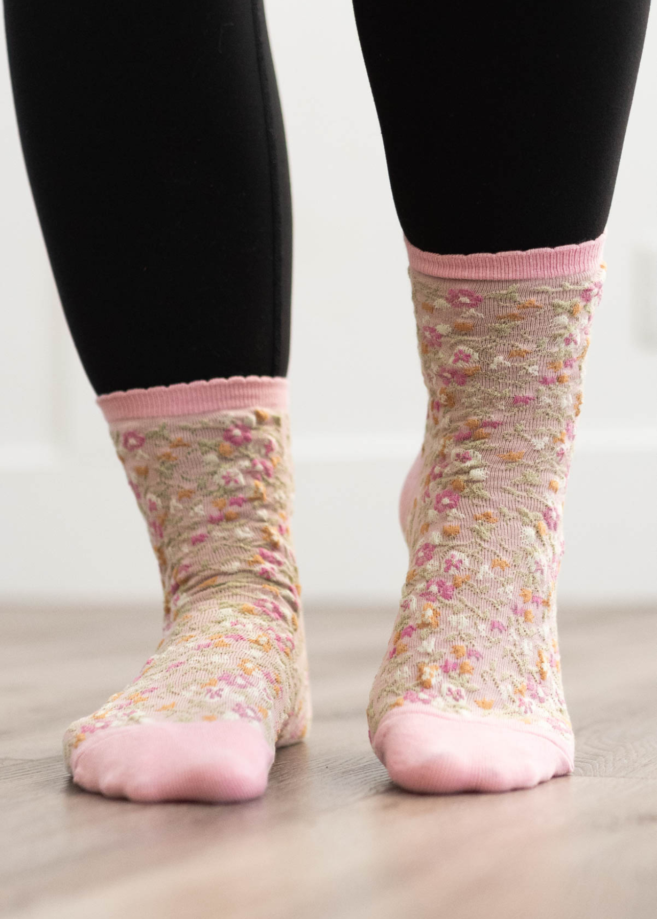 Pink floral socks