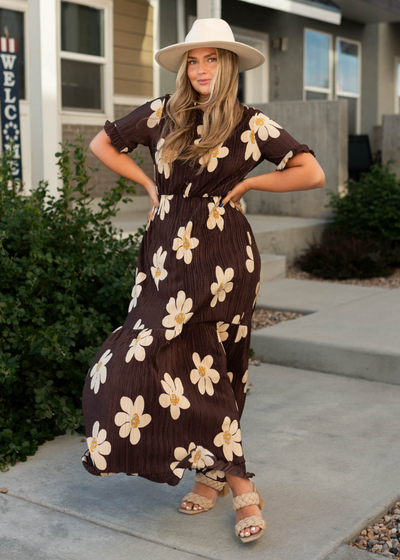 Brown floral dress