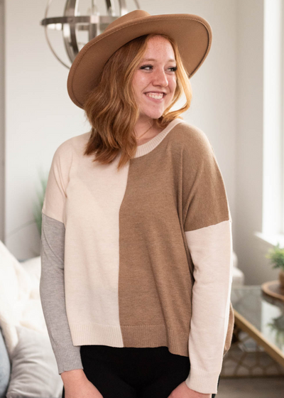 Taupe block sweater