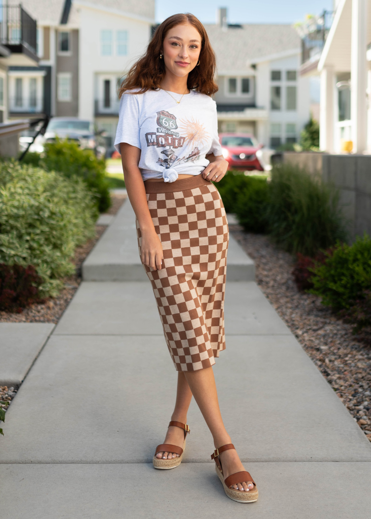 Brown skirt with checkers