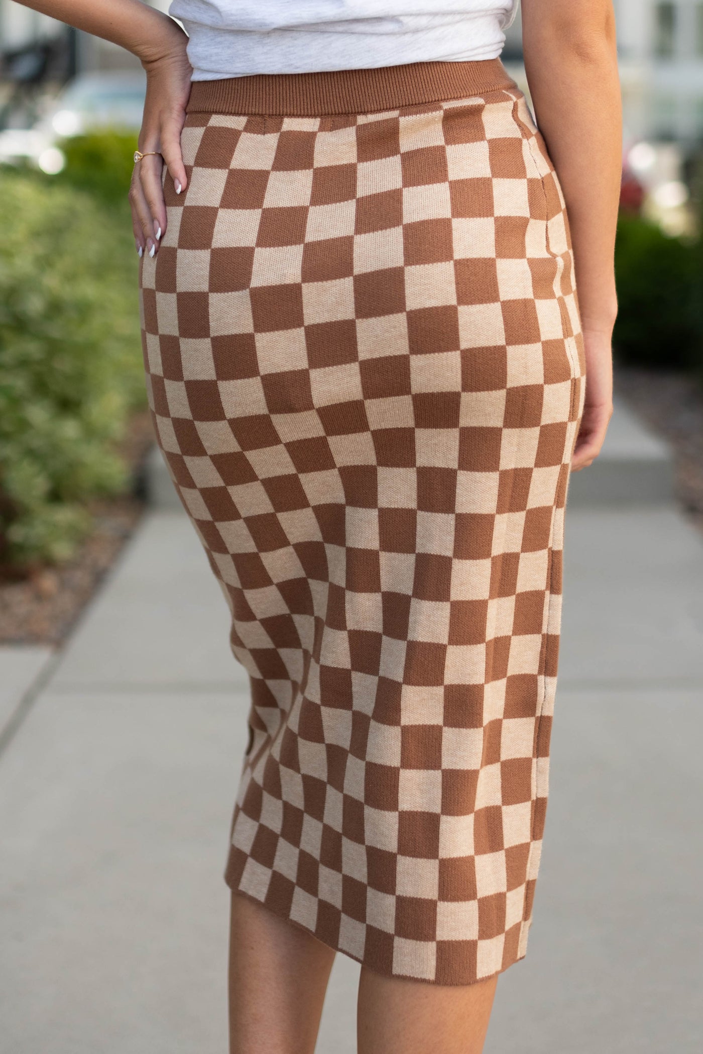 Back view of a brown skirt