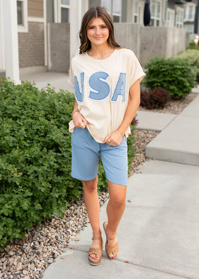 USA Beige Graphic Tee