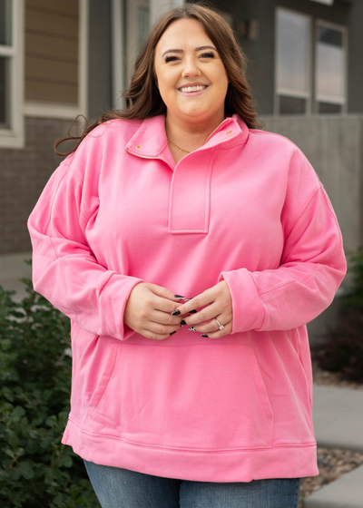 Plus size pink pullover