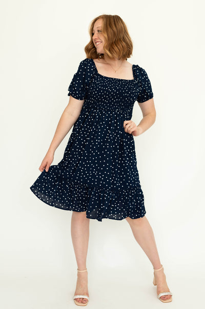 Short sleeve navy dress