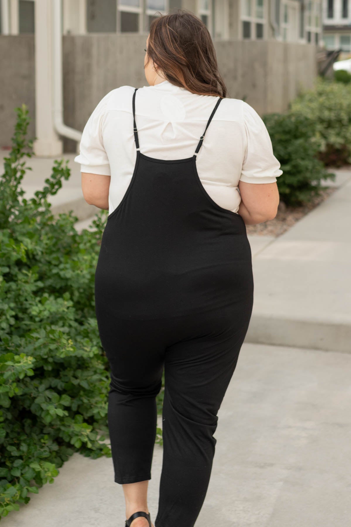 Back view of a plus size jumpsuit