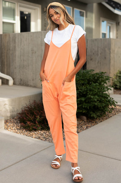 Orange jumpsuit with pockets