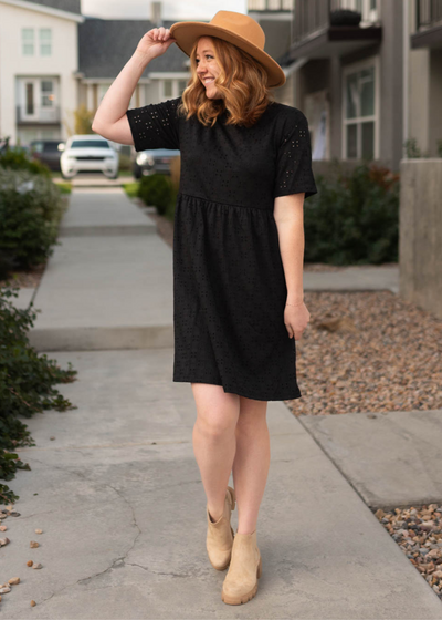 Black eyelet dress