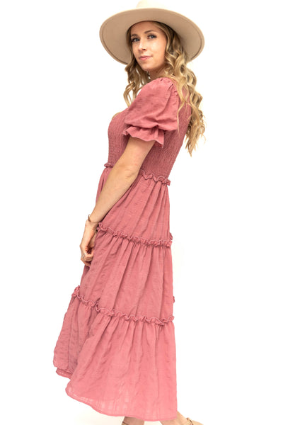 Short sleeve rose dress