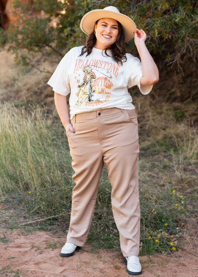 Plus size Yellowstone white tee with short sleeves