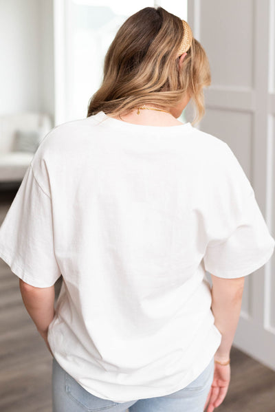 Back view of the Yellowstone white tee